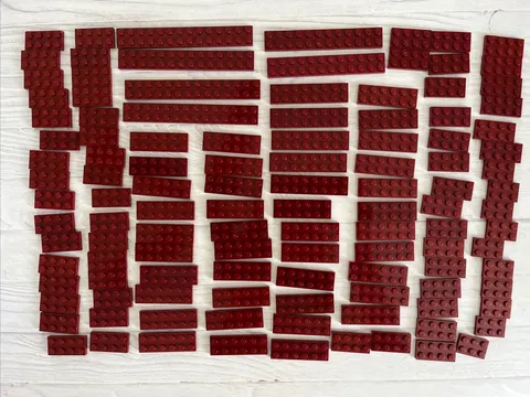 LEGO LOT DARK RED 116 PCS 2X16 2X12 2X8 2X6 2X4 PLATE VARIETY BUILDING PIECES
