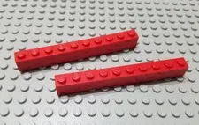 LEGO Lot of 2 Red 1x10 Basic Building Brick Pieces