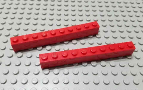 LEGO Lot of 2 Red 1x10 Basic Building Brick Pieces