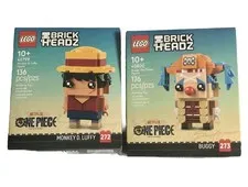 LEGO One Piece BrickHeadz Lot Monkey D Luffy 40799 & Buggy the Clown 40800 Retir