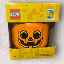 LEGO Storage Head Small Pumpkin Jack-O-Lantern BRAND NEW! Halloween 6” Tall