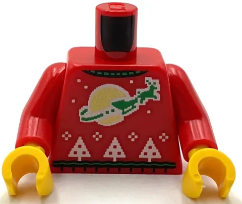 Lego New Minfig Christmas Torso Knit Fair Isle Holiday Sweater Reindeer Sleigh