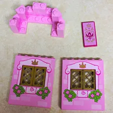 LEGO Printed Window Wall Panels Lot of 4 Pink & Gold Plastic Pieces