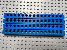LEGO 3703 Blue Technic, Brick 1 x 16 with 15 Holes - 4 Pieces Discolored