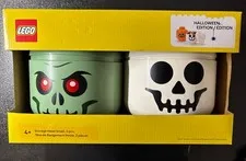 LEGO Storage Head Small 2 Pcs Halloween Edition Zombie Skull Container NEW!