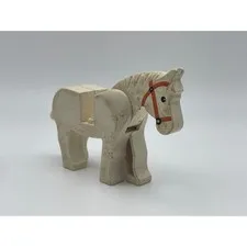 Vintage LEGO Duplo Horse White with Red Bridle Animal Figure Replacement Piece