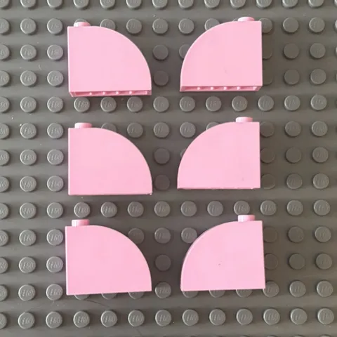 Lego Lot Bright Pink 33243 Brick Curved 1 x 3 x 2 (lot of 6)