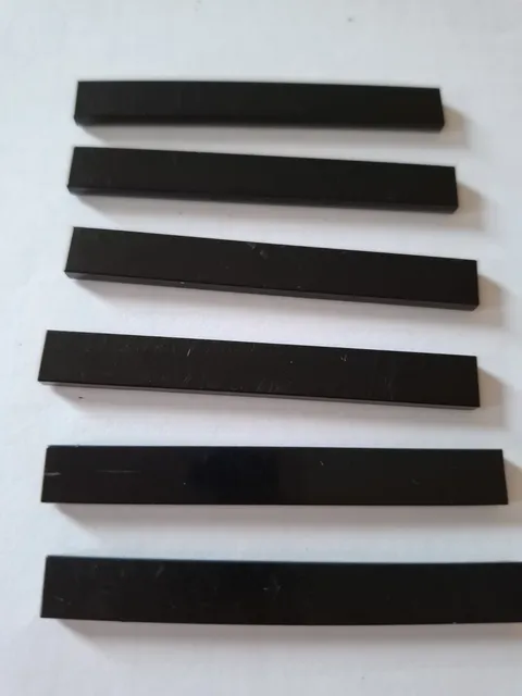 No 366.   6x Lego Tile 1x8.  4162 Black