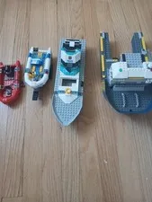 LEGO City Lot Of 4 Boats No Instructions Or Minigigs, Missing Pieces.