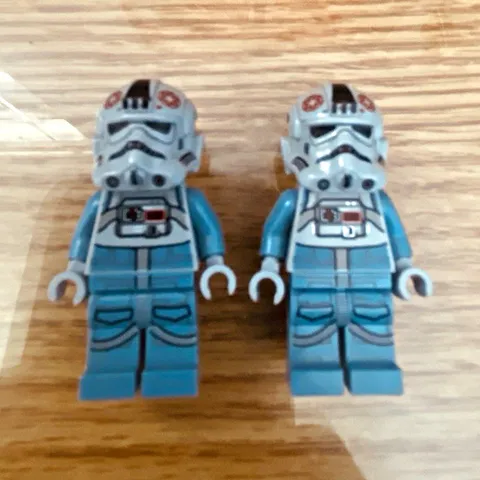 LEGO Minifigure Lot 2 Blue Armor Trooper Figures w/ Gray Helmets Blue Legs