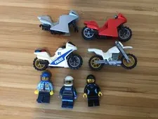 Genuine Lego Bulk Used Lot of mini figs. Police, biker and motor bikes