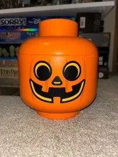 Lego Pumpkin Storage Head Orange SMALL Stackable  Halloween Limited Edition