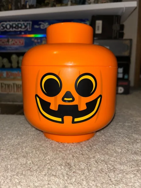 Lego Pumpkin Storage Head Orange SMALL Stackable  Halloween Limited Edition