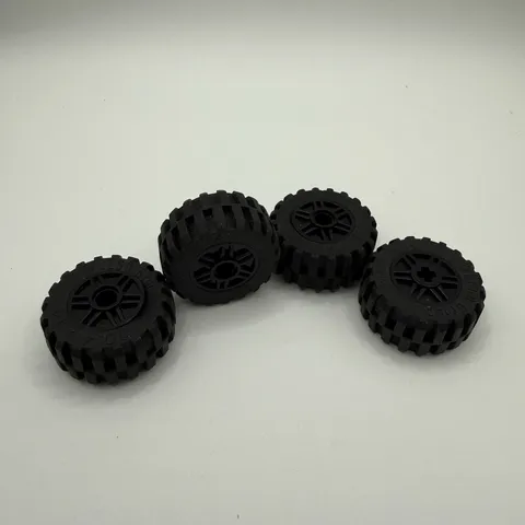 4 LEGO Tire 30.4 x 14 Wheel With Black Rims 59881 Pin Hole
