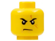 LEGO Ninjago, Minifigure, Head Black Eyebrows, Dark Orange Scar  inv.628