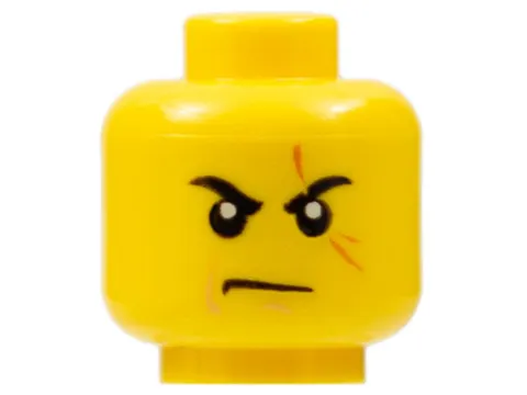 LEGO Ninjago, Minifigure, Head Black Eyebrows, Dark Orange Scar  inv.628