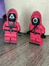Squid Games Guards In Red Jumpsuits Triangle & Circle Hardware Building Blocks