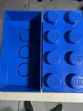 LEGO STORAGE BRICK Blue Stackable ROOM COPENHAGAN 8 Pins — large 19 inches! 
