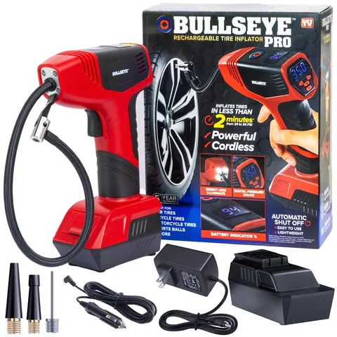 Emson Bullseye Pro Tire Inflator Pressure Gauge Compact And Portable Automatic