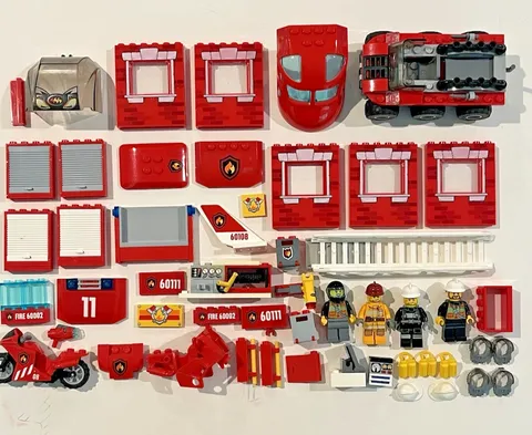 LEGO City Fire Emergency LOT Parts & Pieces - Minifigures, Ladder, Windows etc