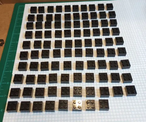 98 pieces Black Lego 2 x 2 bricks part number 3003 Goth Architecture IRL pics
