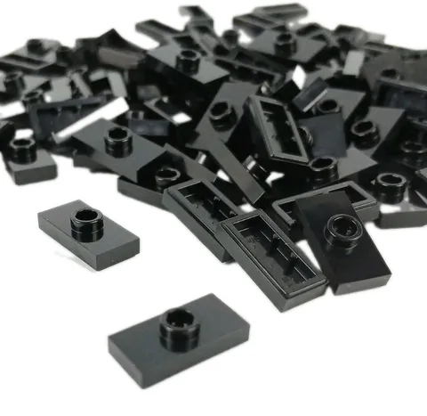 100 Pieces LEGO® 1x2 Modified BLACK  Plate 1 Stud Jumper w Bottom Grove 15573