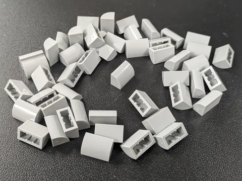 Lego 50 New Light Bluish Gray Slope, Curved 1x2  # 37352