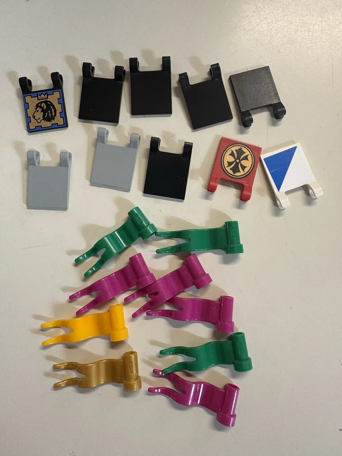 Lego Assorted Color Flags & Banner Castle Parts - Lot Of 19