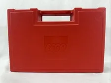 VTG 1985 Lego Red Storage Travel Carrying Case Lego Brick Closure w/ Lego Pieces