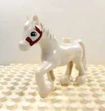 Lego Duplo Figure Horse white w/ red bridle