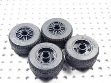 LEGO Lot of 4 Black Tire w/ Black Rims Hubs Vehicle 30.4x14 BS