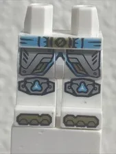 LEGO Hips and Legs with Medium Azure Belt with Gold Buckle, Light Bluish Gray