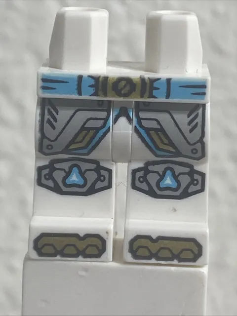 LEGO Hips and Legs with Medium Azure Belt with Gold Buckle, Light Bluish Gray