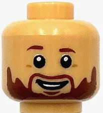 Lego New Medium Tan Minifigure Head Reddish Brown Eyebrows Moustache Full Beard