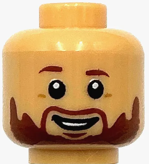 Lego New Medium Tan Minifigure Head Reddish Brown Eyebrows Moustache Full Beard