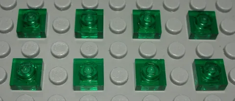 Lego Plate 1x1 Transparent Green 8 Pieces