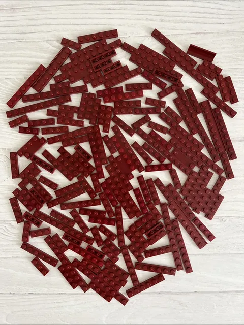 LEGO LOT DARK RED 159 PCS 1X10 1X8 1X6 1X4 1X3 PLATE VARIETY BUILDING PIECES