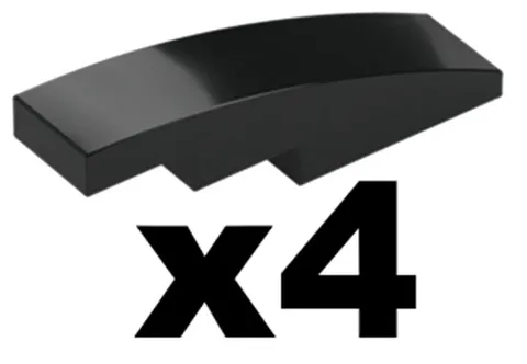 Lego Part 61678 Black Slopes Curved 4 x 1 Stud Qty 4 BK1