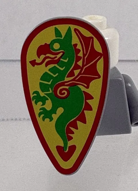 LEGO Minfigure Castle Oval Shield Dragon Green and Red Pattern 2586p4b