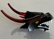 Lego Animal Dragon Head Only Black & Dark Red Fantasy Era - 7094