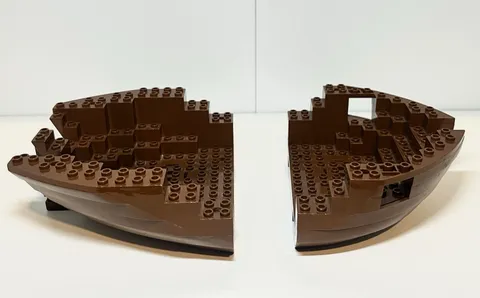Lego Brown Boat Hull 2 Pieces Pirates Barracuda 6285 10040 6274  Parts