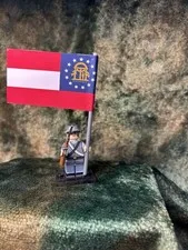 2x 54mm MINI American Civil War Confed + GEORGIA State Flag on LEGO POLE