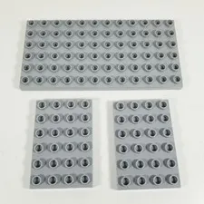 3 Lego DUPLO Light Grey Gray Base Plate LOT 6 x 12 and 2 of 6 x 4 Hole Castle
