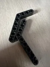 LEGO 6629 Black Technic, Liftarm, Modified Bent Thick 1 x 9 (6 - 4) - 2 Pieces