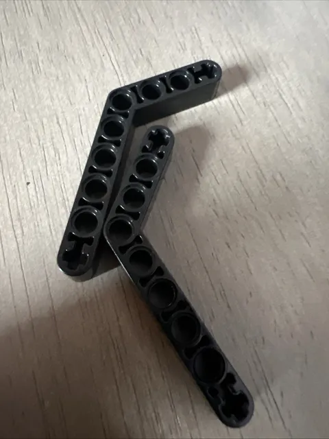 LEGO 6629 Black Technic, Liftarm, Modified Bent Thick 1 x 9 (6 - 4) - 2 Pieces