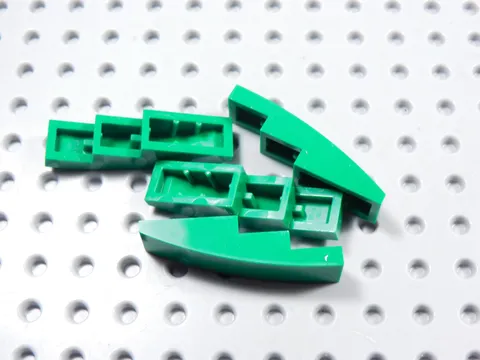 LEGO Lot of 4 Green 4x1 Double Curved Slopes No Stud BM