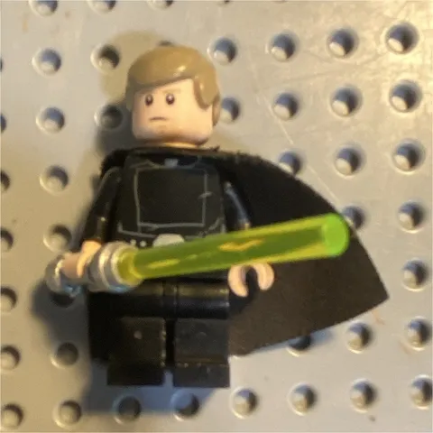 LEGO Minifigure Black Outfit w/ Black Cape & Green Lightsaber