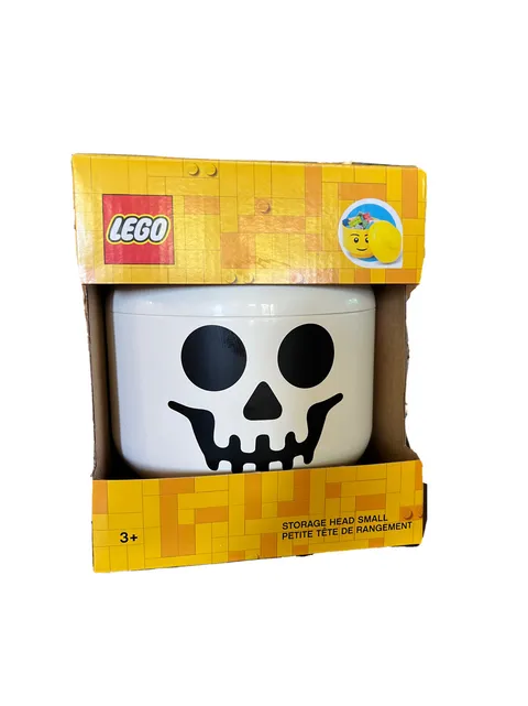 2022 LEGO Storage Head Small White Skeleton Skull Halloween Decor 6"x7.5"