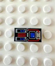 LEGO Tile 1 x 2 with Spyrius Blue Screen, Silver and Red Panel 3069px28