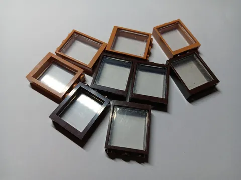 LEGO LOT 9 WINDOW FRAME 1X3X3 TRANS CLEAR GLASS PANE #51239 DARK BROWN NOUGAT